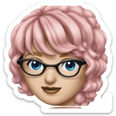 Hyper Realistic Taylor Swift blue eyes and glasses with pink hair  sticker