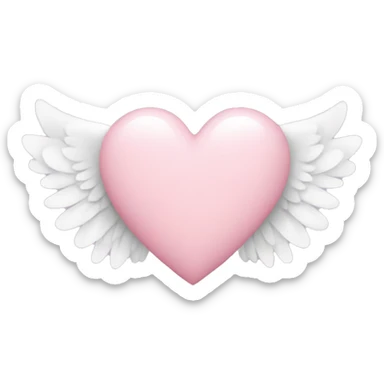 light pink heart with angel wings sticker
