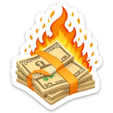 fiery exploding stack of russian ruble notes sticker