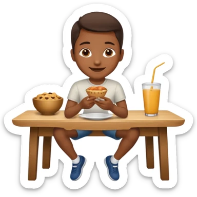 uma pessoa sentada em uma mesa. SENTADA em cima da mesa, como se a mesa fosse um banco. ai o banco vai ser alto e ela vai ta comendo num banco, sendo que ta sentado na mesa. tipo SENTADO na mesa mesmo, em cima da mesa sticker