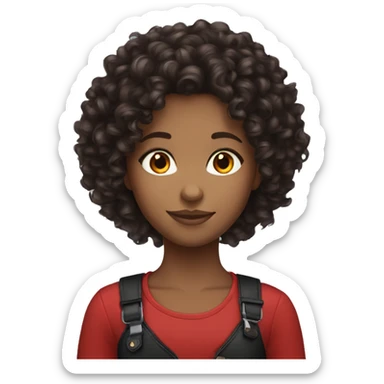 Black, red curly hair, long hair, girl sticker