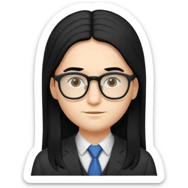 accountant with black long hair sticker