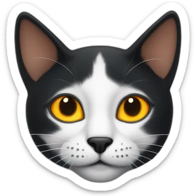 Black cat with orange spots, white chest and yellow eyes sticker