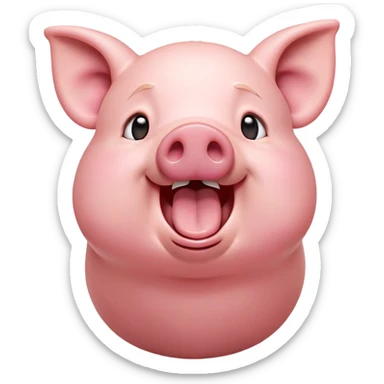 Cinematic Cute Yawning Pig Portrait Emoji, Head tilted slightly with a dramatic, wide-open yawn, showcasing a soft, smooth rosy-pink hide with droopy ears, round beady eyes barely open in drowsy contentment, Simplified yet irresistibly adorable features, highly detailed, glowing with a soft, cozy glow, high shine, relaxed yet expressive, stylized with a touch of whimsical charm, bright and endearing, soft glowing outline, capturing the essence of a sleepy yet affectionate pig, so drowsy it feels like it could stretch out of the screen and curl up for a nap! sticker