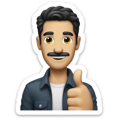 dark hair dark eyed man with short mustache thumbs up  sticker