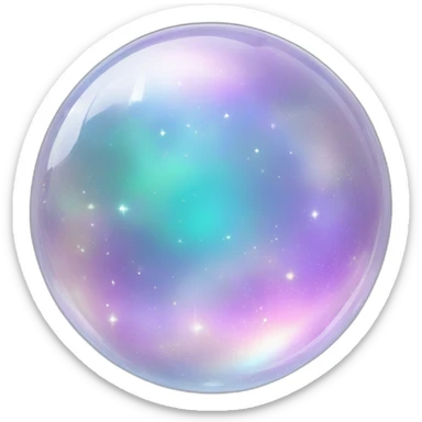 Sparkly glossy Pastel whitish iridescent glass crystal nebula glass orb sticker
