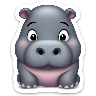 chubby hippo with a belly sticker