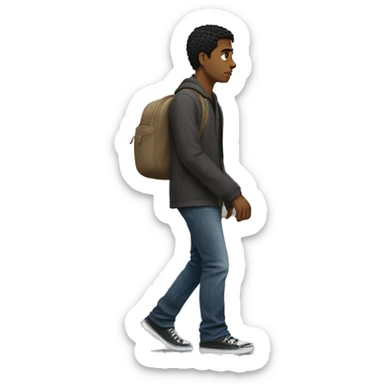 young man walking away looking sad sticker