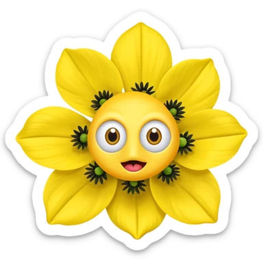 five leaved yellow anemone eyes mouth sticker