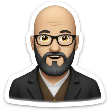 Bald georgian man with black beard in glasses  sticker
