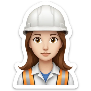 Female engineer with white safety helmet and long hair sticker