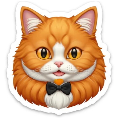 create an emoji that reflects an orange persian cat, with tuxedo pattern, her eyes are large and shes smiling, she has yellow eye sticker