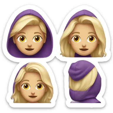 Blond girl wearing a purple hoodie  sticker