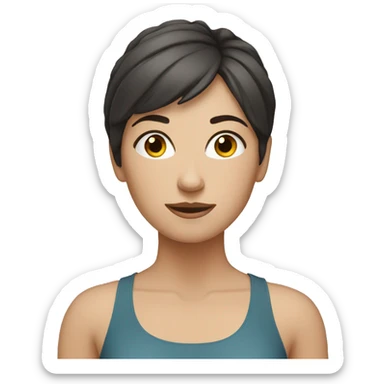 White woman dark short hair doing yoga  sticker