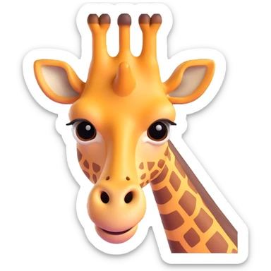 3D emoji of a giraffe head with a long neck, simple and expressive, Microsoft Fluent 3D emoji style sticker