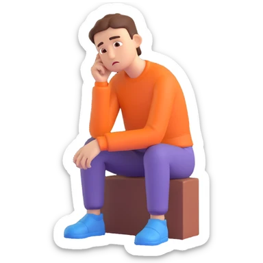 A person with a sad expression, looking lonely sticker