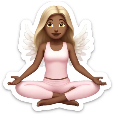 angelic yoga girl in light pink yoga outfit sticker