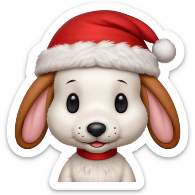 Snoopy wearing and Christmas hat human rabbit sticker