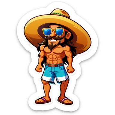 Hombre moreno con sombrero playero colombia y gafas julieth sticker