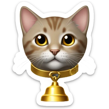 Brown kitten grey collar on with a gold bell on it  sticker