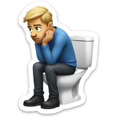 Man sitting on the toilet frustrated sticker
