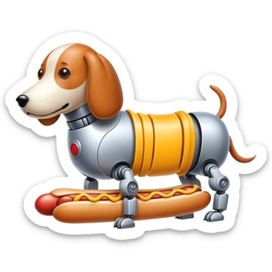 Icon for Botdog.co: a mix of a robotic dog and a hotdog sticker