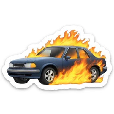 Car with fire on the tires sticker