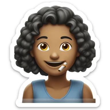 smiling girl by the window smoking sticker