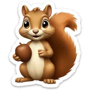 squirrel holding an acorn  sticker