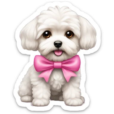 Maltipoo with pink bow sticker