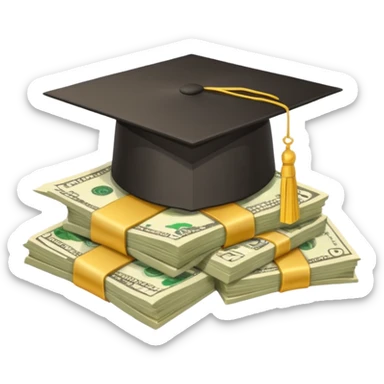 graduation hat on pile of money sticker