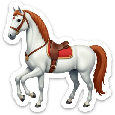 Christmas white horse with red saddle a full-length  sticker