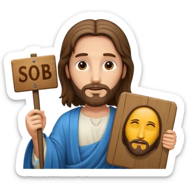 Jésus avec une pancarte dans ses mains dans ses mains sticker