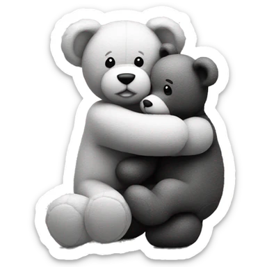 Teddy hugging another teddy black and white  sticker