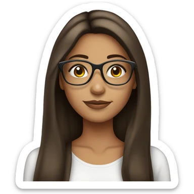 Pretty Latina girl with straight brown hair and clear glasses sticker