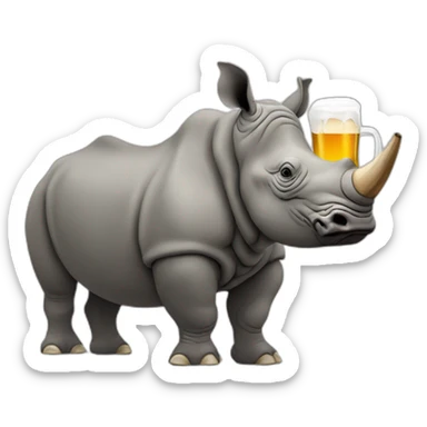 A rhino drinking beer sticker