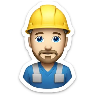 white man with white goatee beard, blue eyes and hard hat sticker