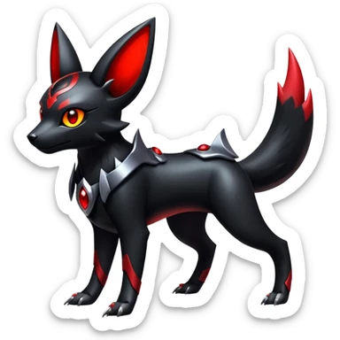 Shiny Gothic Exotic Futuristic Umbreon-Houndoom-Genesect-Torracat-Pokémon-Fakémon-hybrid-creature sticker