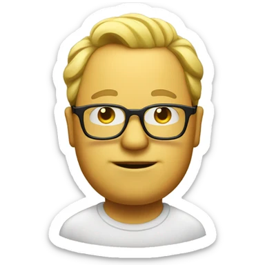 Yellow fat man in glasses with a "Canadian" hairstyle  sticker