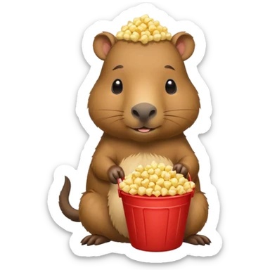 cabyparra with bucket of popcorn sticker
