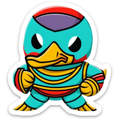 Louisiana themed luchador mask with pelican and New Orleans jazz elements sticker