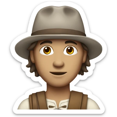 an american colonist, white skin, brown eyes sticker