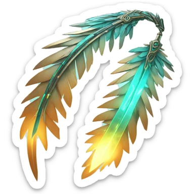 Cyber phoenix feather with aqua colored glowing circuitry sticker