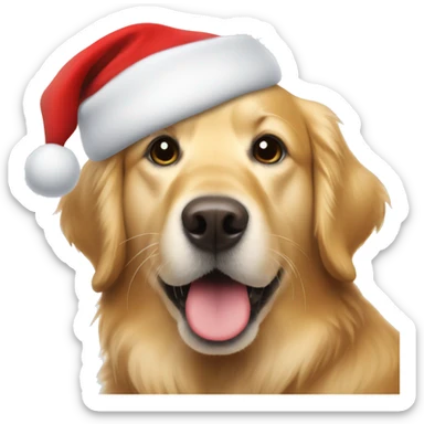 Golden retriever with Santa hat  sticker