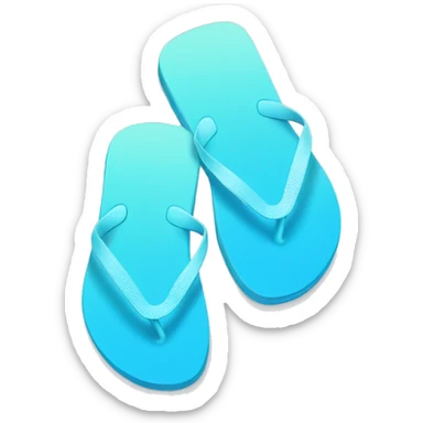 Realistic light blue gradient pair of summer flip flops isolated. sticker