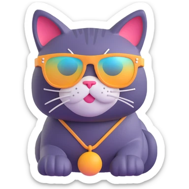 cat wearing sunglasses, vibrant and fun sticker