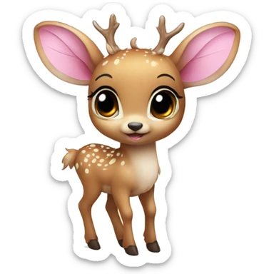 baby deer with fairy wings and a pink bow around its neck  sticker