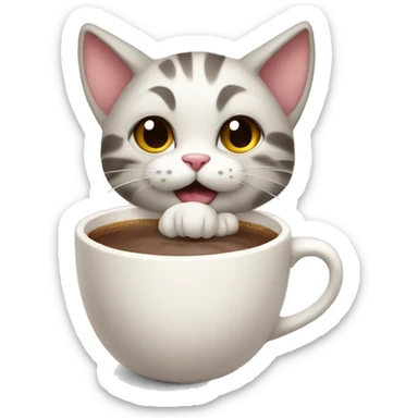 A cute cat drinking hot coco sticker
