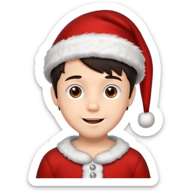 menino trajes natalinos e um olhar feliz e cabelo escuro sticker