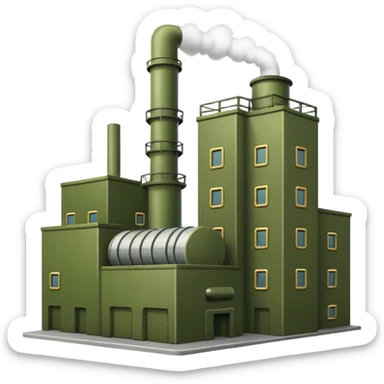 high quality military factory, military green color, no smoke, visually appealing sticker